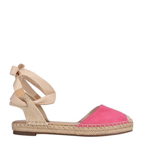 Nine West Mage Ankle Wrap Espadrille Pink Flat Sandals | South Africa 37U88-2S38